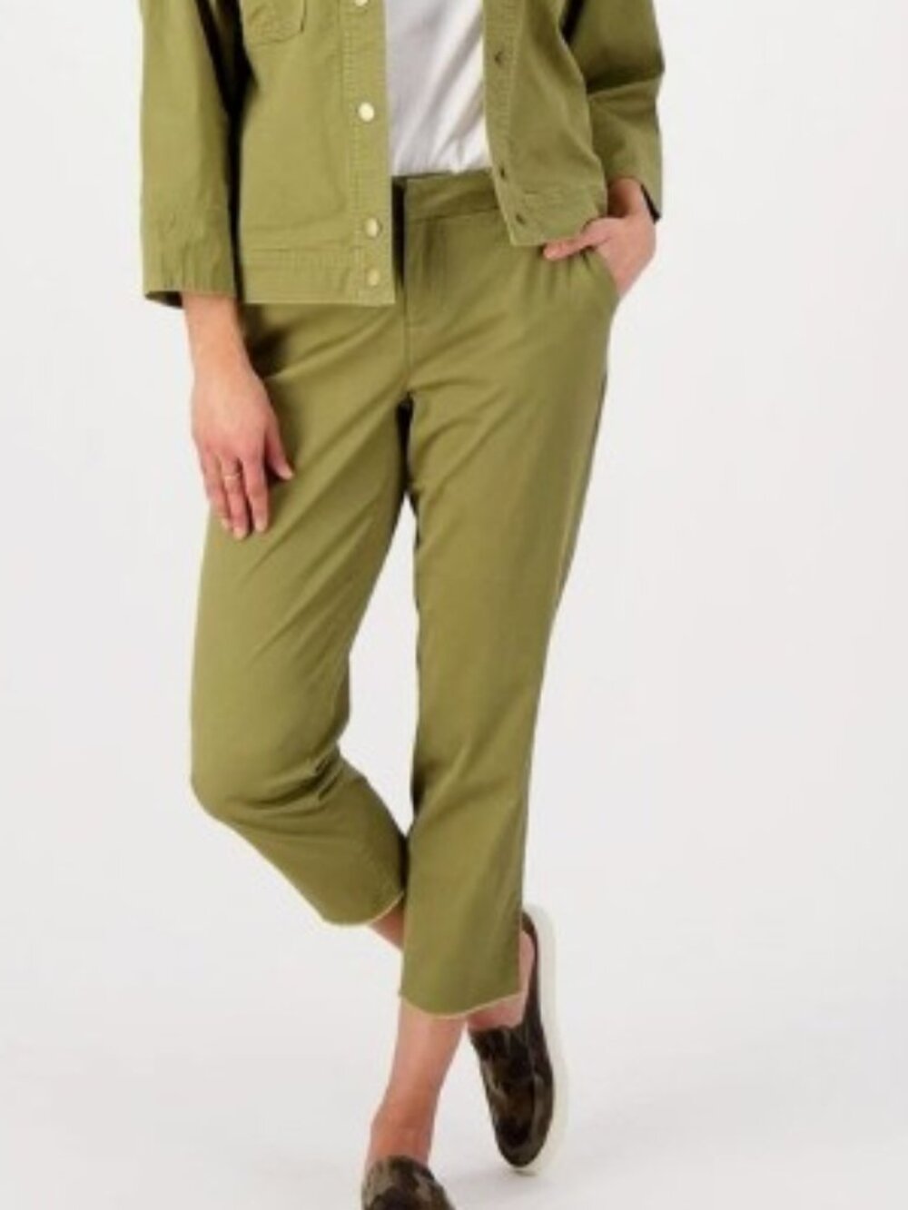 LAURIE FELT Lightweight Chino Pant in Martini Olive Green, Size 2 *BRAND NEW